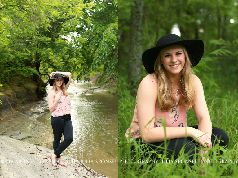 frisco senior photos on a creek